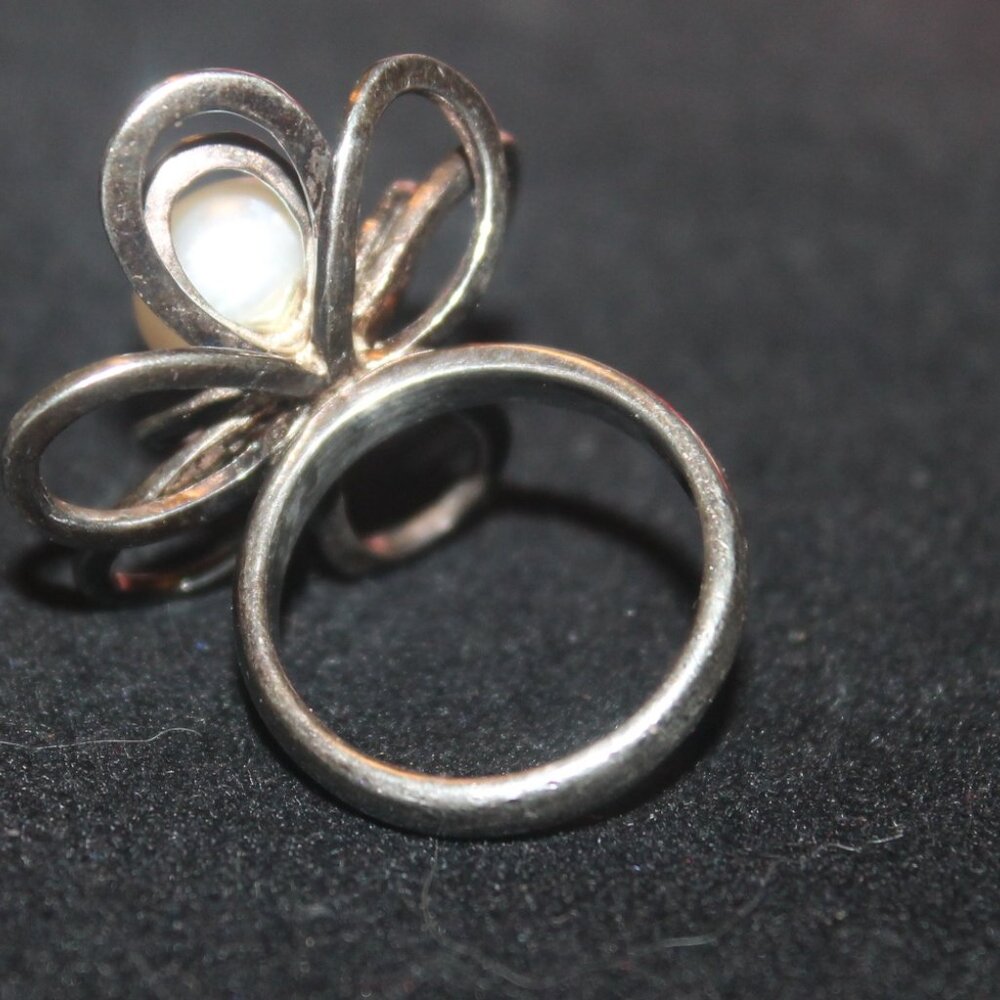 925 Sterling Large Flower Statement Cocktail Ring… - image 5